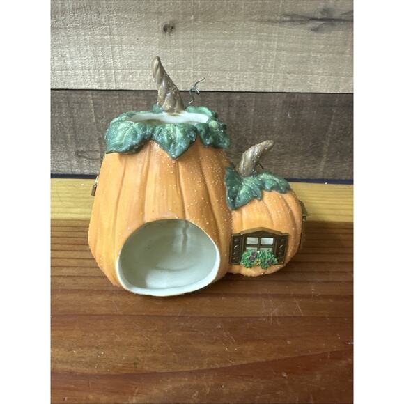 Partylite Pumpkin Cottage #1 Tealight Candle Holder Fall Harvest Ceramic - Picture 3 of 6